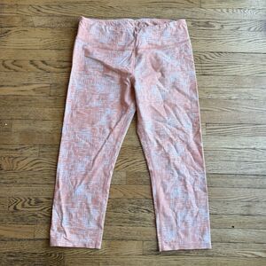 Lou & Grey Active Cropped Leggings Womens Medium Peach Geometric Yoga Pilates
